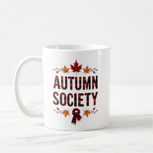 Autumn Society Plaid Lettering Personalized Coffee Mug