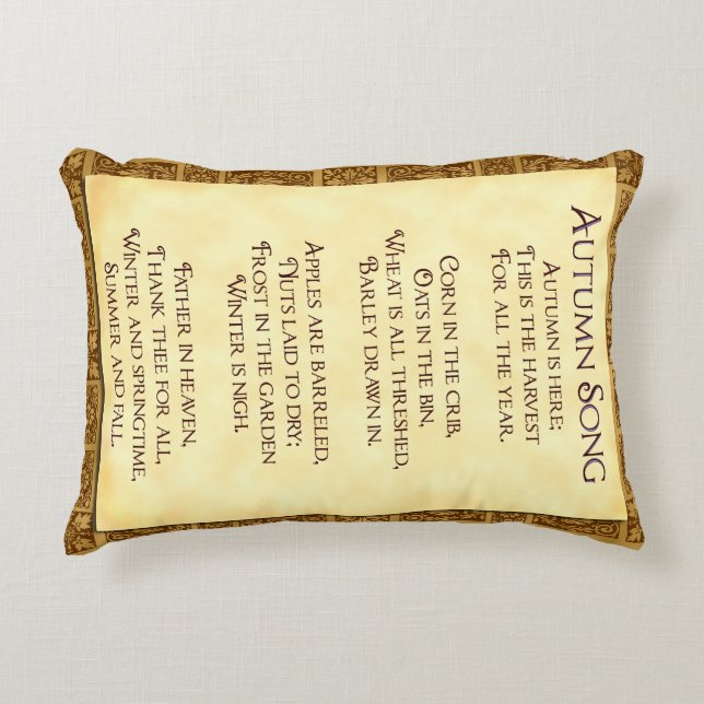 Autumn Song Thanksgiving Poem Rustic Accent Pillow (Front)
