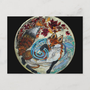 Autumn Spiral Fox Postcard