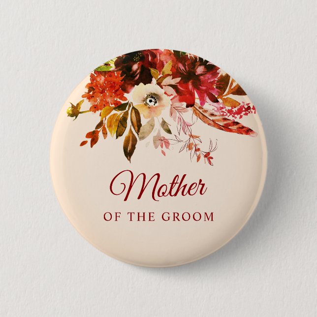 Autumn Splendour Blushed Ivory Mother Of The Groom 2 Inch Round Button (Front)