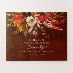 Autumn Splendour Fall Floral Be My Flower Girl Jigsaw Puzzle
