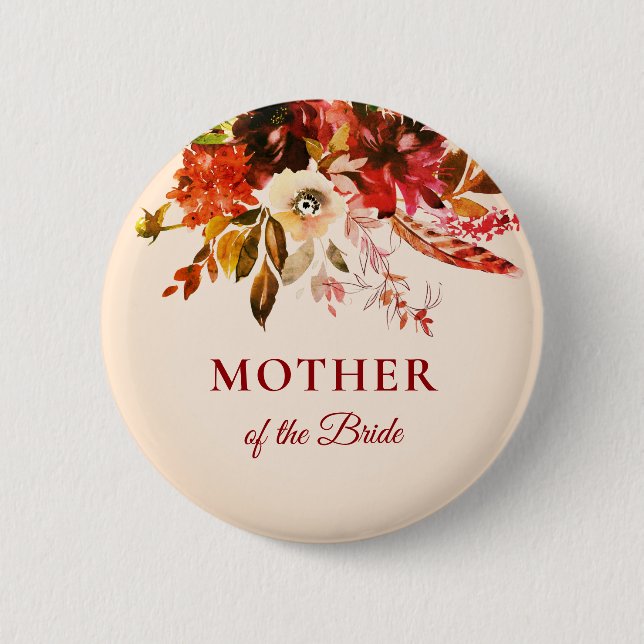 Autumn Splendour Ivory Blush Mother Of The Bride 2 Inch Round Button (Front)