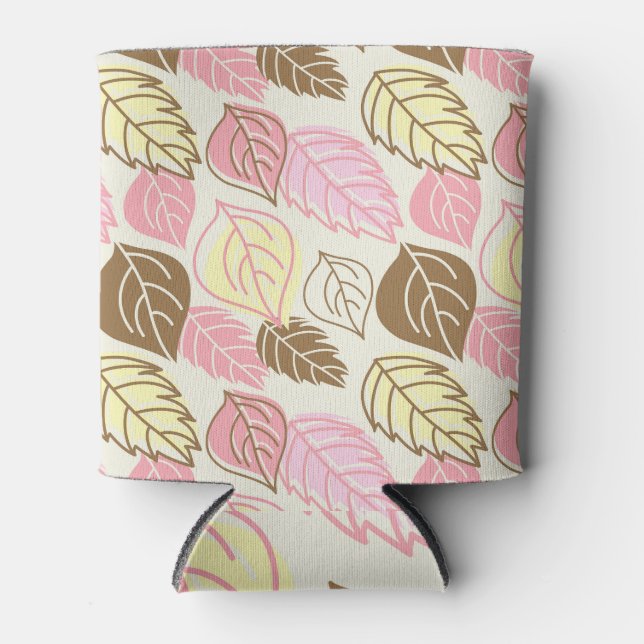 Autumn Splendour: Leaf Seamless Pattern Can Cooler (Front)