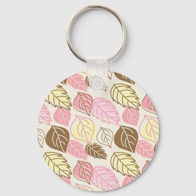 Autumn Splendour: Leaf Seamless Pattern Keychain (Front)