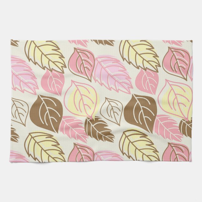 Autumn Splendour: Leaf Seamless Pattern Kitchen Towel (Horizontal)