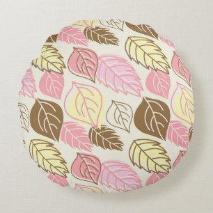 Autumn Splendour: Leaf Seamless Pattern Round Pillow