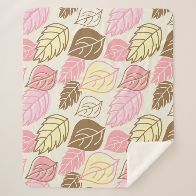 Autumn Splendour: Leaf Seamless Pattern Sherpa Blanket (Front)