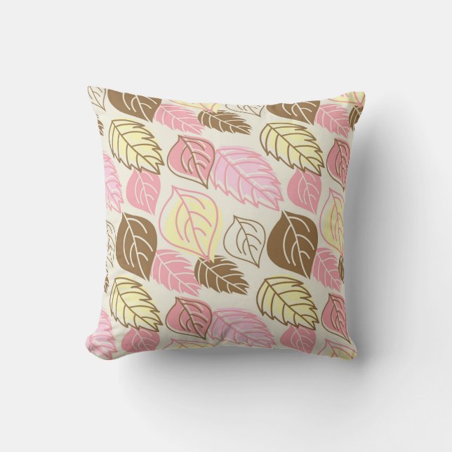 Autumn Splendour: Leaf Seamless Pattern Throw Pillow (Front)