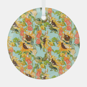 Autumn Splendour: Seamless Nature Pattern Glass Ornament