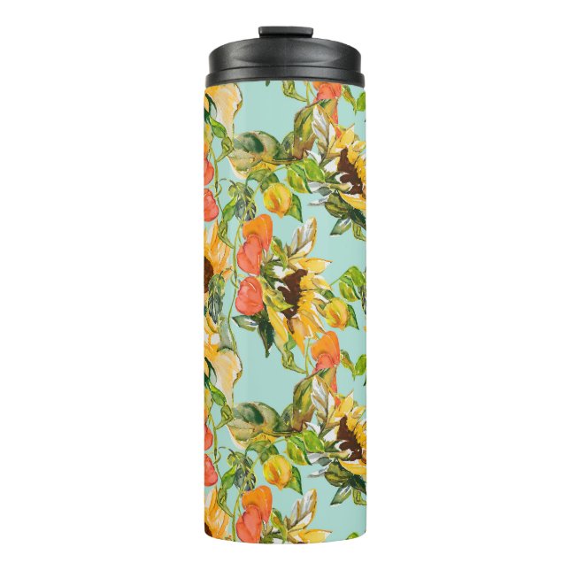 Autumn Splendour: Seamless Nature Pattern Thermal Tumbler (Front)