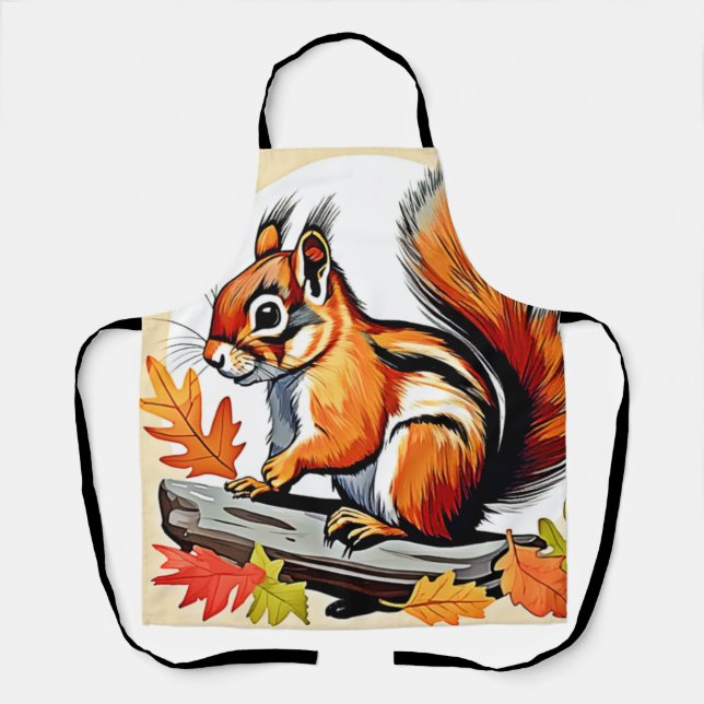 Autumn Squirrel Charm Design Apron (Front)