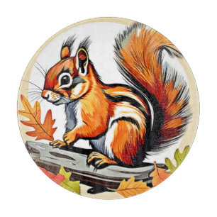 Autumn Squirrel Charm Design Cutting Board