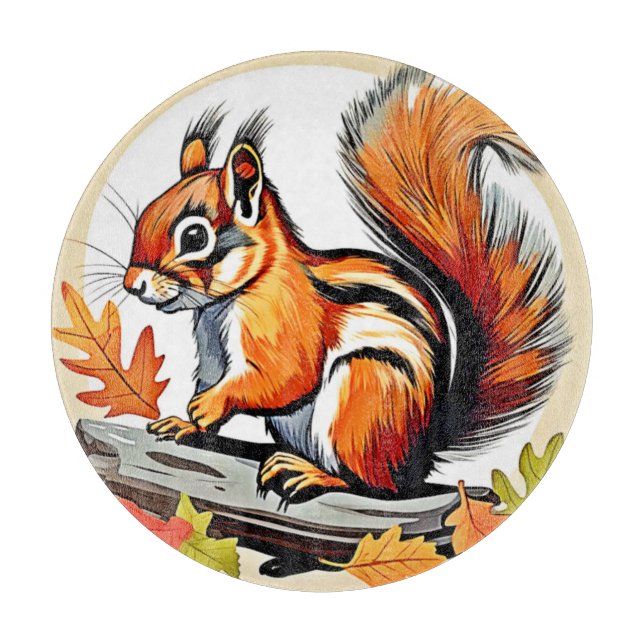 Autumn Squirrel Charm Design Cutting Board (Front)