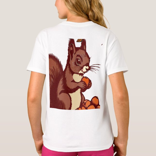 Autumn Squirrel Kid T-Shirt (Back)