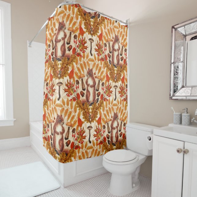 Autumn squirrel on off white (In Situ)