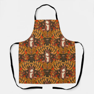 Autumn squirrel on off white apron