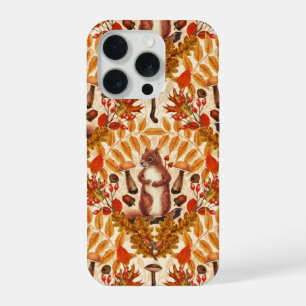 Autumn squirrel on off white iPhone 15 pro case