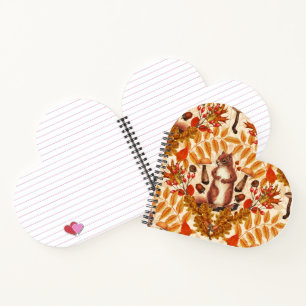 Autumn squirrel on off white notebook