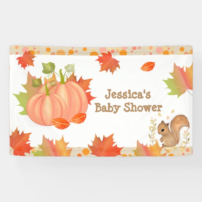 Autumn Squirrel Pumpkin Party Banner (Horizontal)