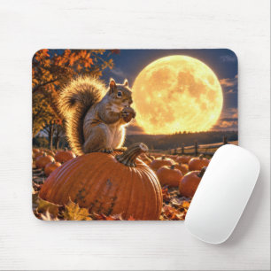 Autumn Squirrel with Acorn and Harvest Moon Mouse Pad