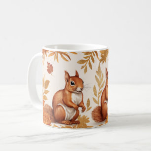 Autumn Squirrels and Floral Elegance Coffee Mug