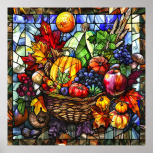 Autumn Stained Glass Art Poster