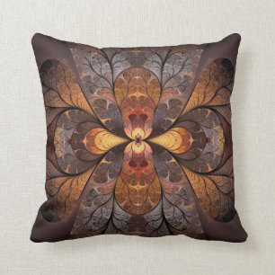 Autumn Stained Glass Throw Pillow