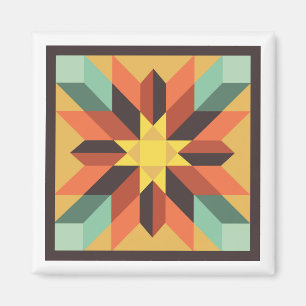Autumn Star Barn Quilt Magnet