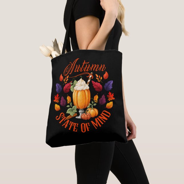 Autumn State Of Mind Black Tote Bag (Close Up)