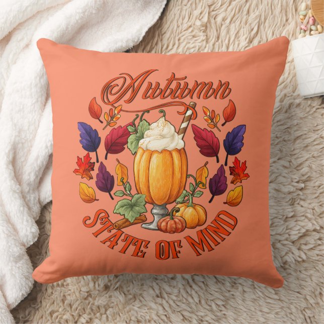 Autumn State Of Mind Orange Throw Pillow (Blanket)