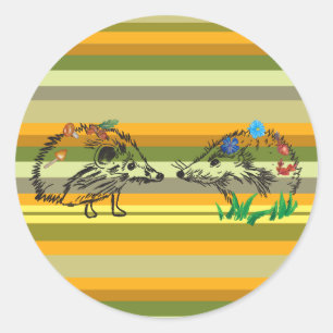 Autumn Sticker Hedgehog Love