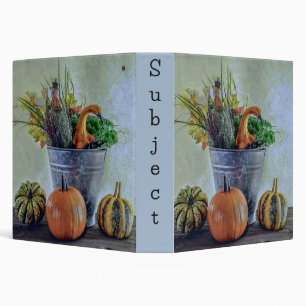 Autumn still life with pumpkins, flowers  binder