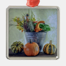 Autumn still life with pumpkins, flowers