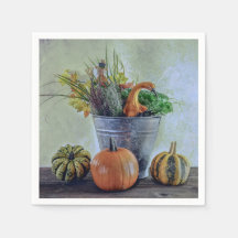 Autumn still life with pumpkins, flowers