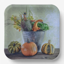 Autumn still life with pumpkins, flowers 