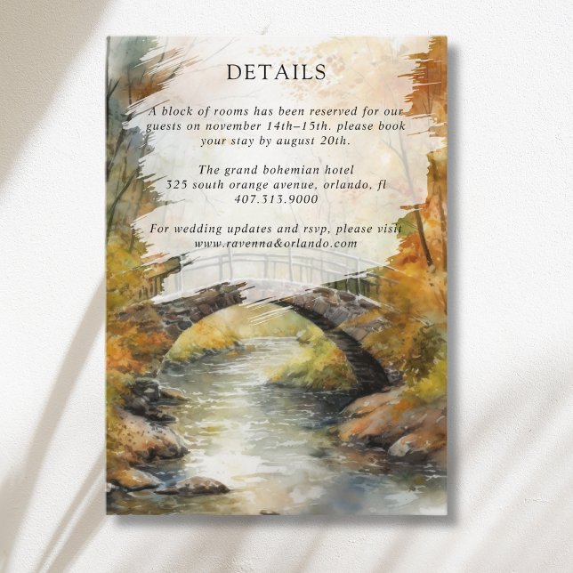 Autumn Stone Bridge River Fall Wedd Details Enclosure Card (Creator Uploaded)