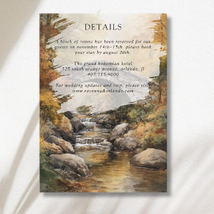 Autumn Stone Bridge River Fall Wedd Details Enclosure Card