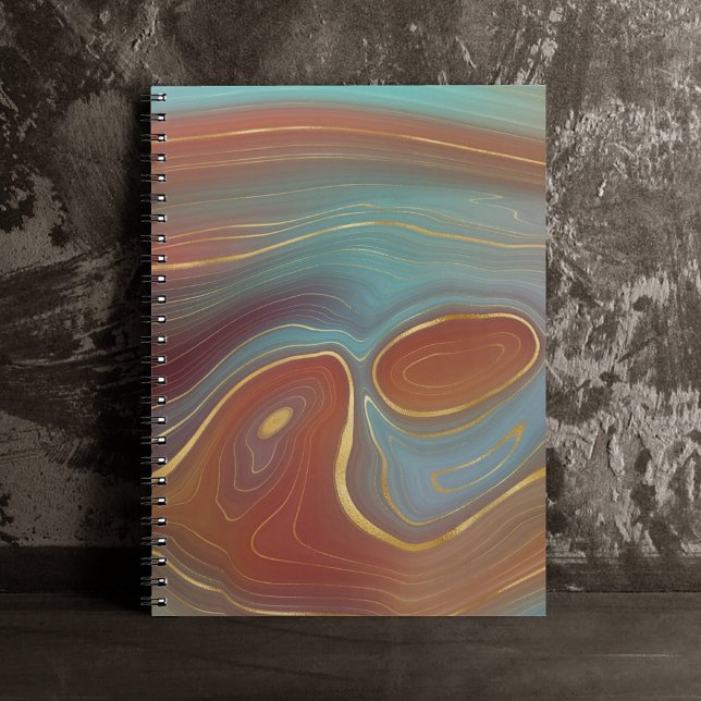 Autumn Strata | Burnt Orange Gold Teal Fall Agate Notebook (Creator Uploaded)