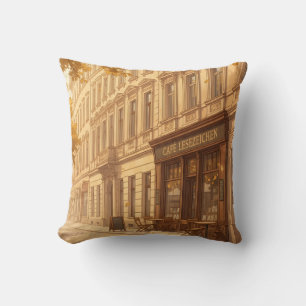 Autumn Street Scene with Books Throw Pillow