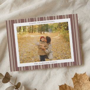 Autumn Stripes Thanksgiving Photo Holiday Card