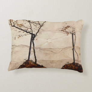 Autumn Sun and Trees by Egon Schiele, Vintage Art Accent Pillow