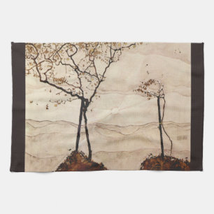 Autumn Sun and Trees by Egon Schiele, Vintage Art Kitchen Towel