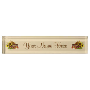 Autumn Sunflower and Corn Bouquet Nameplate