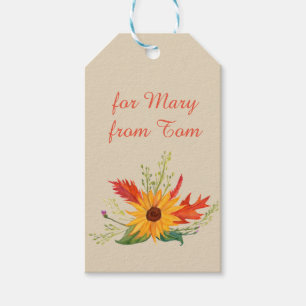 Autumn Sunflower Custom Names  Gift Tag