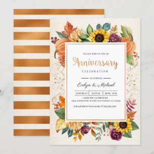 Autumn Sunflower Fall Anniversary Invitation