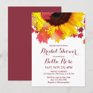 Autumn Sunflower Fall Bridal Shower Invitations