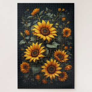 Autumn Sunflower Floral Arrangement Jigsaw Puzzle