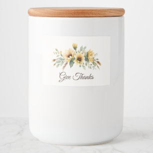 Autumn Sunflowers Give Thanks Food Label