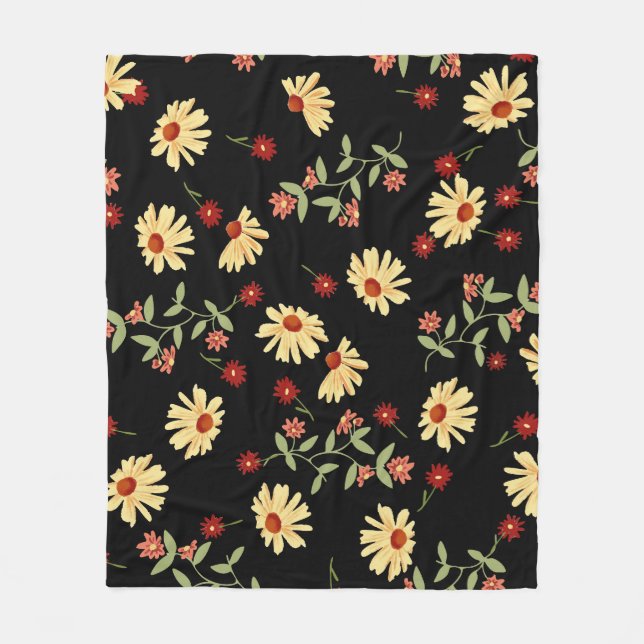 Autumn Sunflowers: Red-Orange Harmony. Fleece Blanket (Front)
