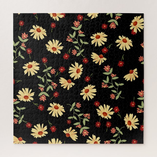 Autumn Sunflowers: Red-Orange Harmony. Jigsaw Puzzle (Vertical)